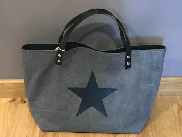 grand sac toile épaisse gris étoile