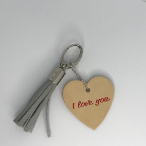 Porte clés CUIR coeur i love you